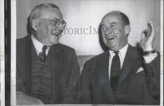 1957 Press Photo Adlai Stevenson and John Foster - Historic Images