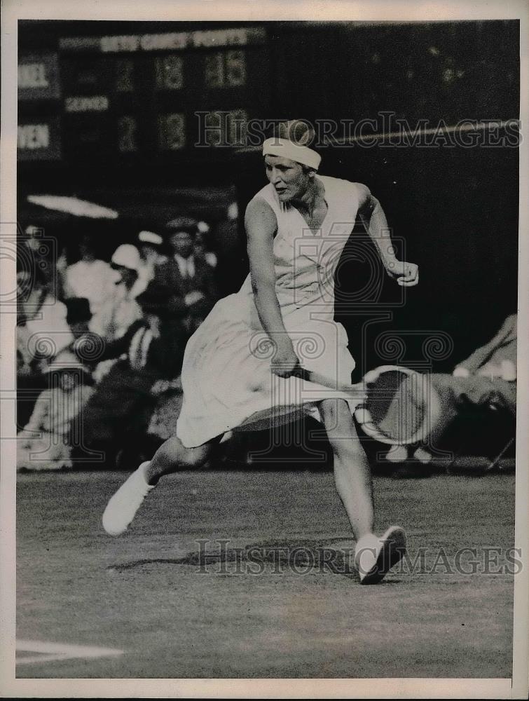1936 Press Photo Mrs. Hilda Krahwinkel playing tennis - neb19016 - Historic Images