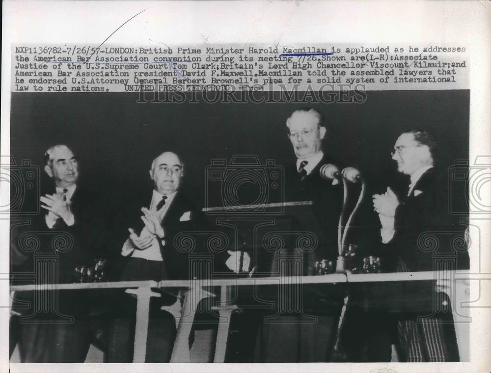 1957 Press Photo Britain Prime Minister Harold Macmillan American Bar Assn - Historic Images