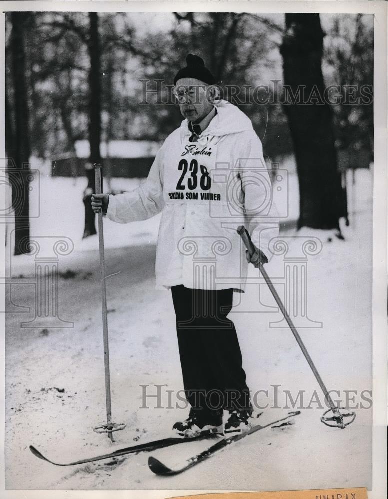 1960 Press Photo Harald Hallen, Church Minister, Cross Country Ski Race Age 75` - Historic Images