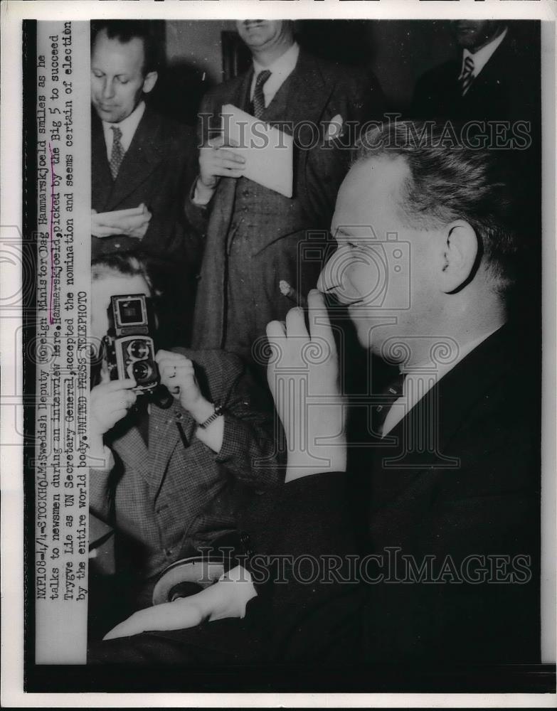 1953 Press Photo Dag Hammarskjold nominated for Sec. Gen. of United Nations - Historic Images