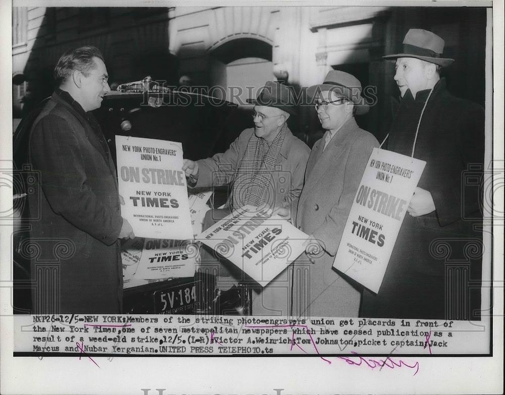 1951 Press Photo Photo-Engraver Union New York Times Strike - nea94841 - Historic Images