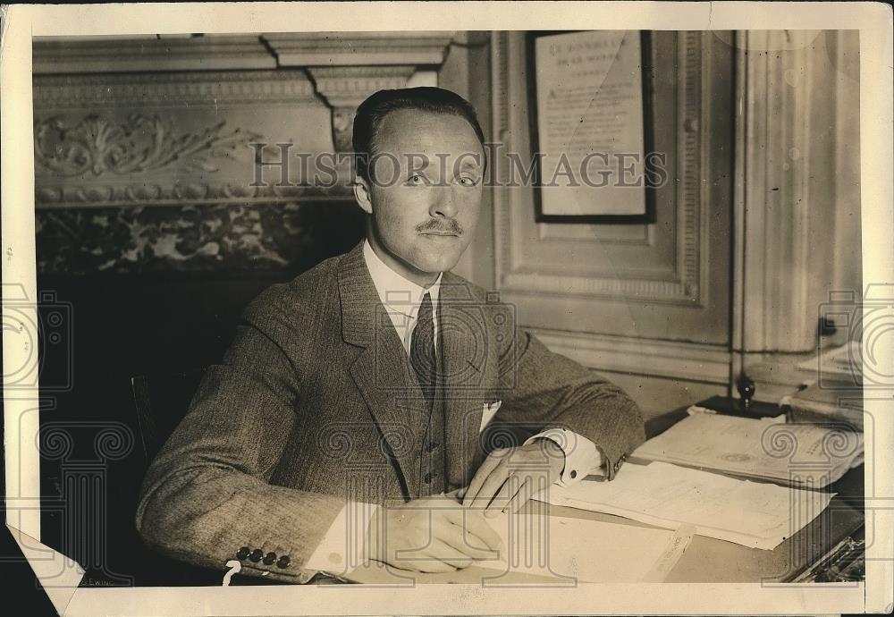 1924 Press Photo Robert Silvercruys Sec. of Belgian Cabinet in Washington - Historic Images