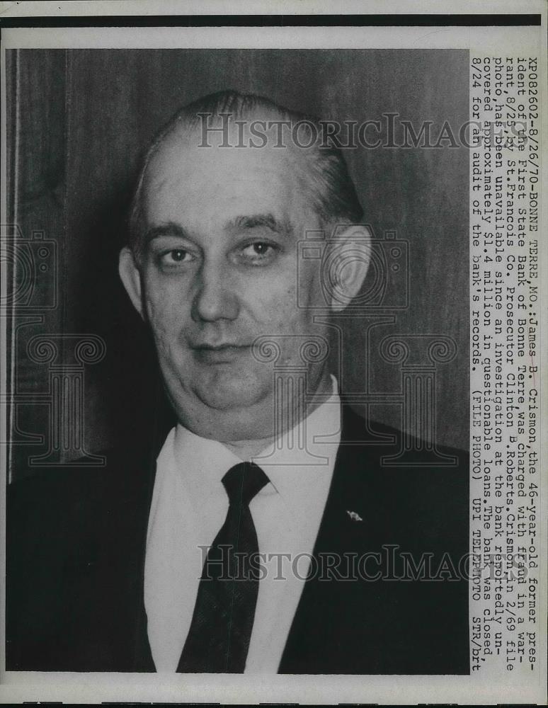 1970 Press Photo James B. Crimson Charged with Fraud - neb11808 - Historic Images