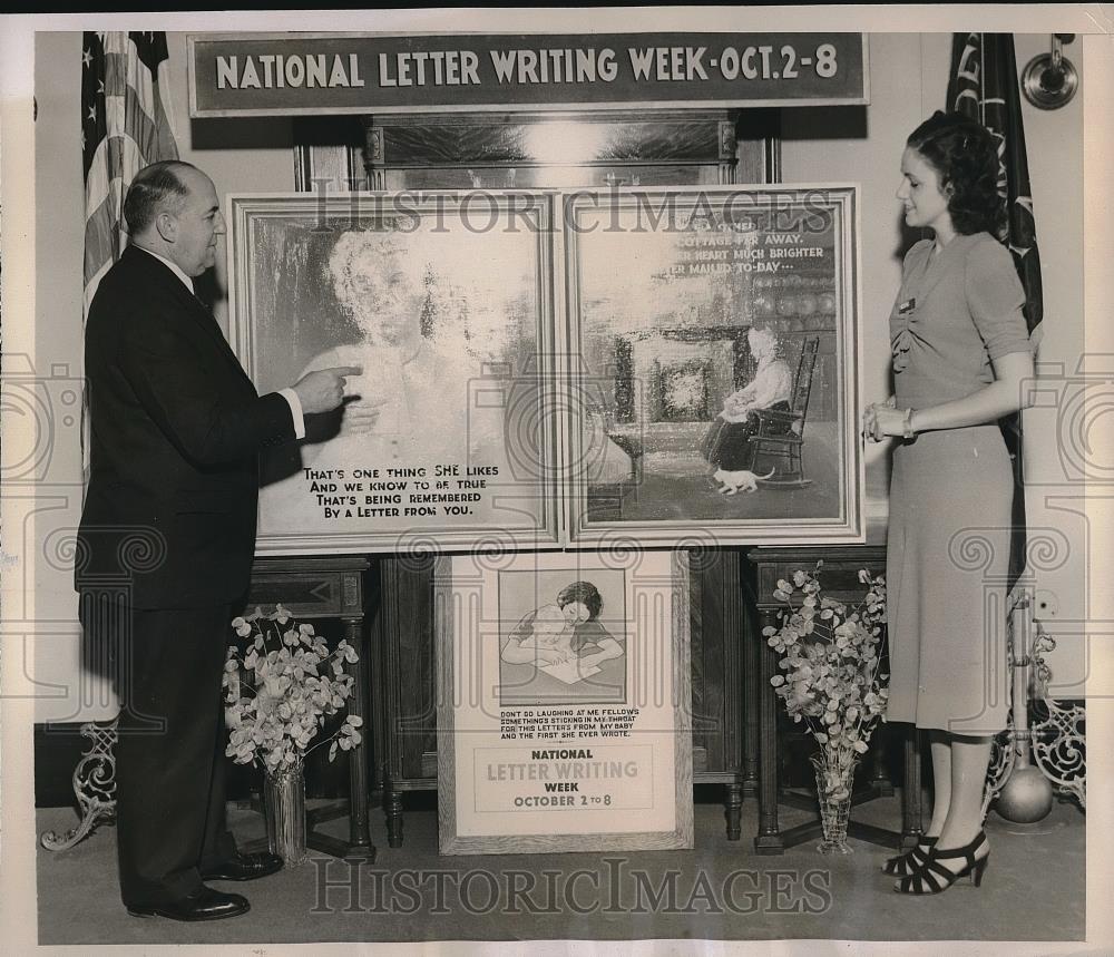 1938 Press Photo Postmaster Albert Goldman National Leetter Writing Week - Historic Images