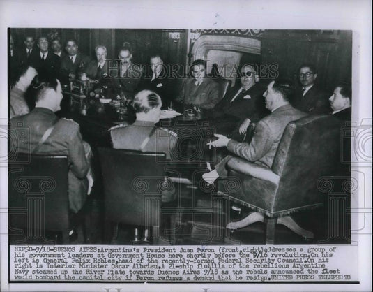 1955 Press Photo Argentina's President Juan Peron Gen. Felix Robles - neb13159 - Historic Images