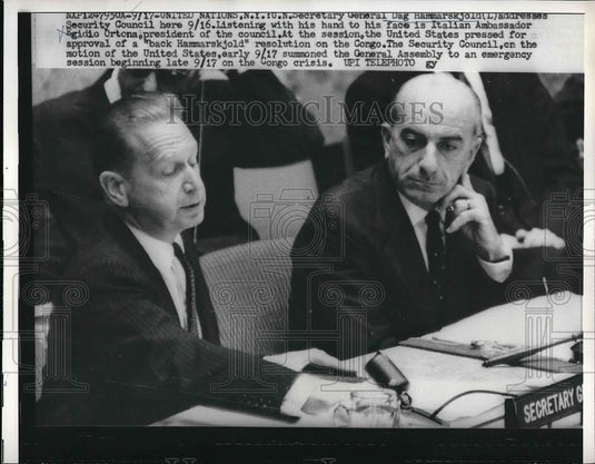1960 Press Photo Gen. Dag Hamarskjold addresses UN Security Council - neb15659 - Historic Images
