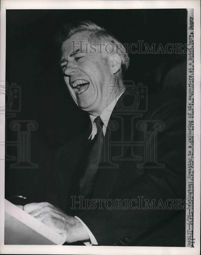 1949 Press Photo Vice President Henry Wallace Press Conference Washington Hotel - Historic Images