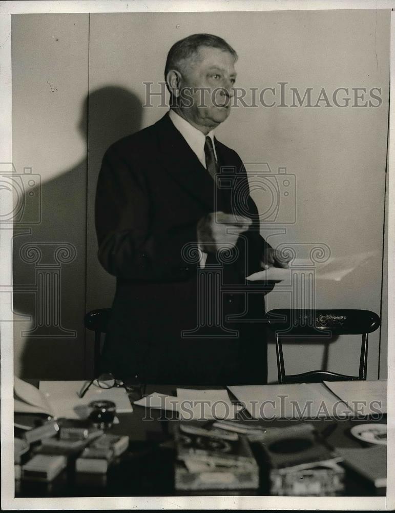 1932 Press Photo John Heydler President National League Hotel Commodore New York - Historic Images