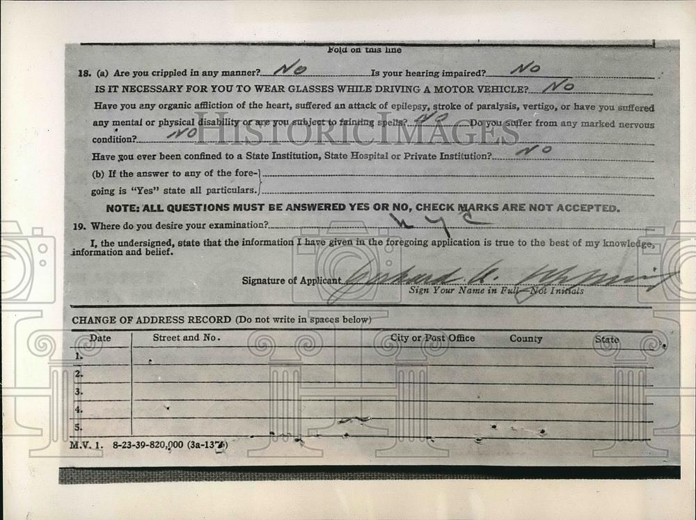 1940 Press Photo New York State Driver&#39;s License Form Gerhardt Alois - Historic Images