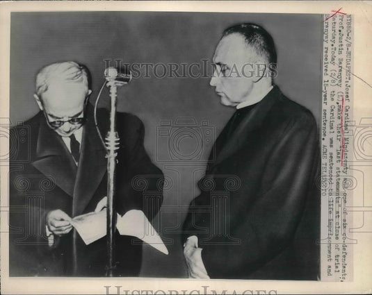 1949 Press Photo Josef Cardinal Mindszenty with Prof Justin Baranyay - Historic Images