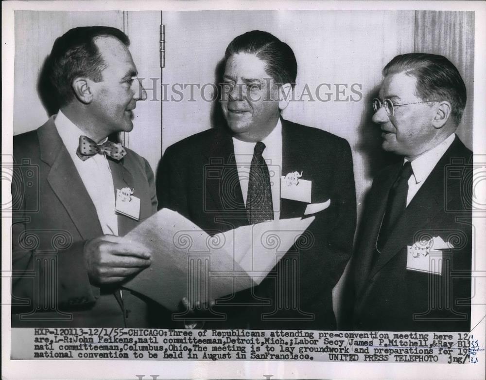 1955 Press Photo John Feikens, Labor Secretary James Mitchell, Ray Bliss - Historic Images