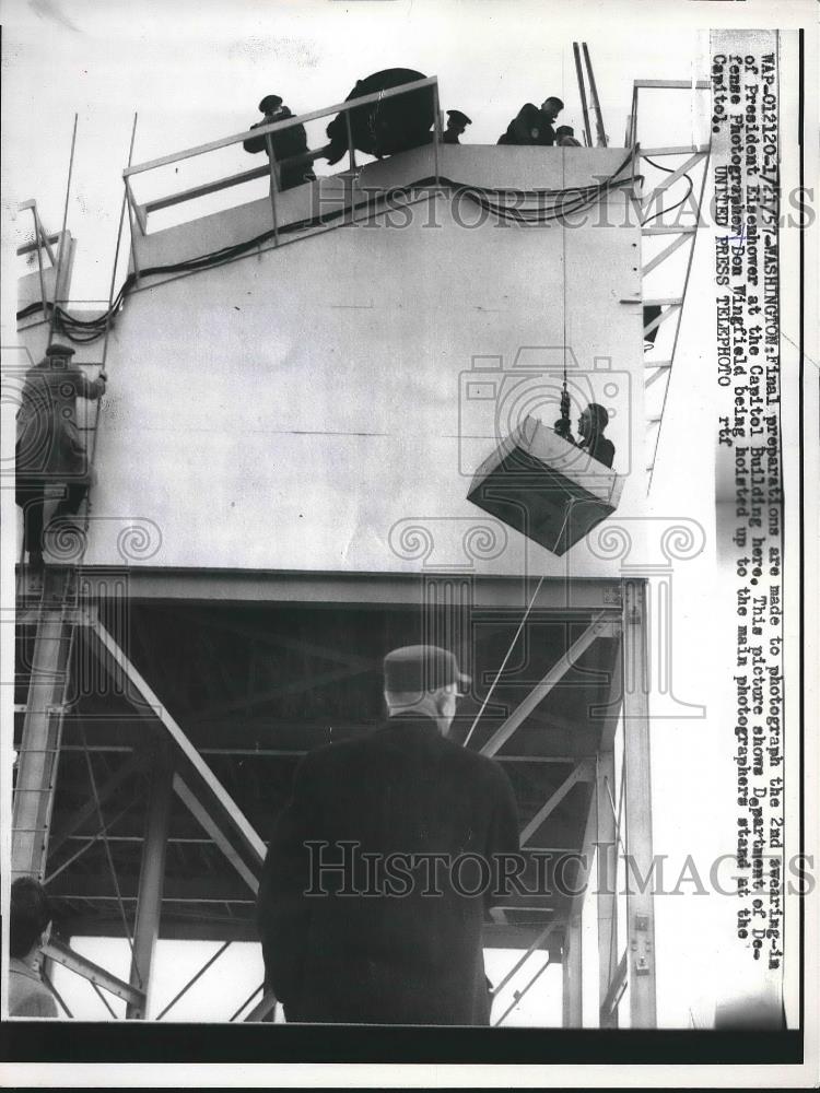 1957 Press Photo preparation for Eisenhower&#39;s 2nd swearing in as president - Historic Images