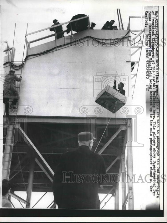 1957 Press Photo preparation for Eisenhower's 2nd swearing in as president - Historic Images