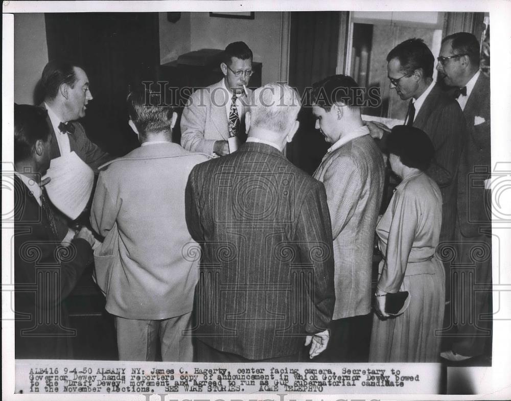 1950 Press Photo James C. Hagerty Secretary To Governor Dewey - Historic Images