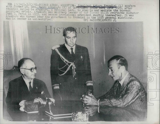 1962 Press Photo Argentine President Arturo Frondizi & General Aramburu - Historic Images