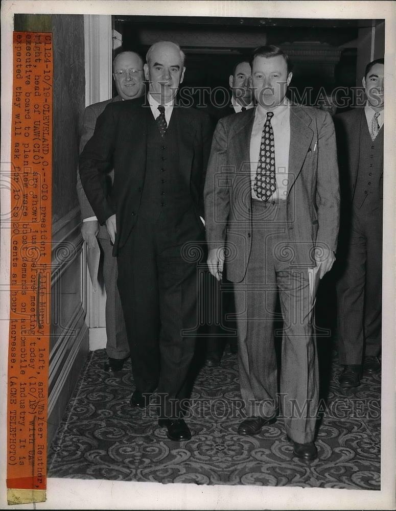 1946 Press Photo CIO President Philip Murray Walter Reuther UAW Cio - Historic Images