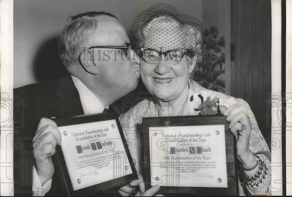 Press Photo Frank Jackson, Mrs. Charles Clark, Grandfather/Grandmother of Year - Historic Images