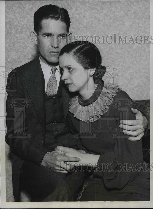 1934 Press Photo Julius Nelson & wife Allie & inquest into Mrs E Hamm suicide - Historic Images