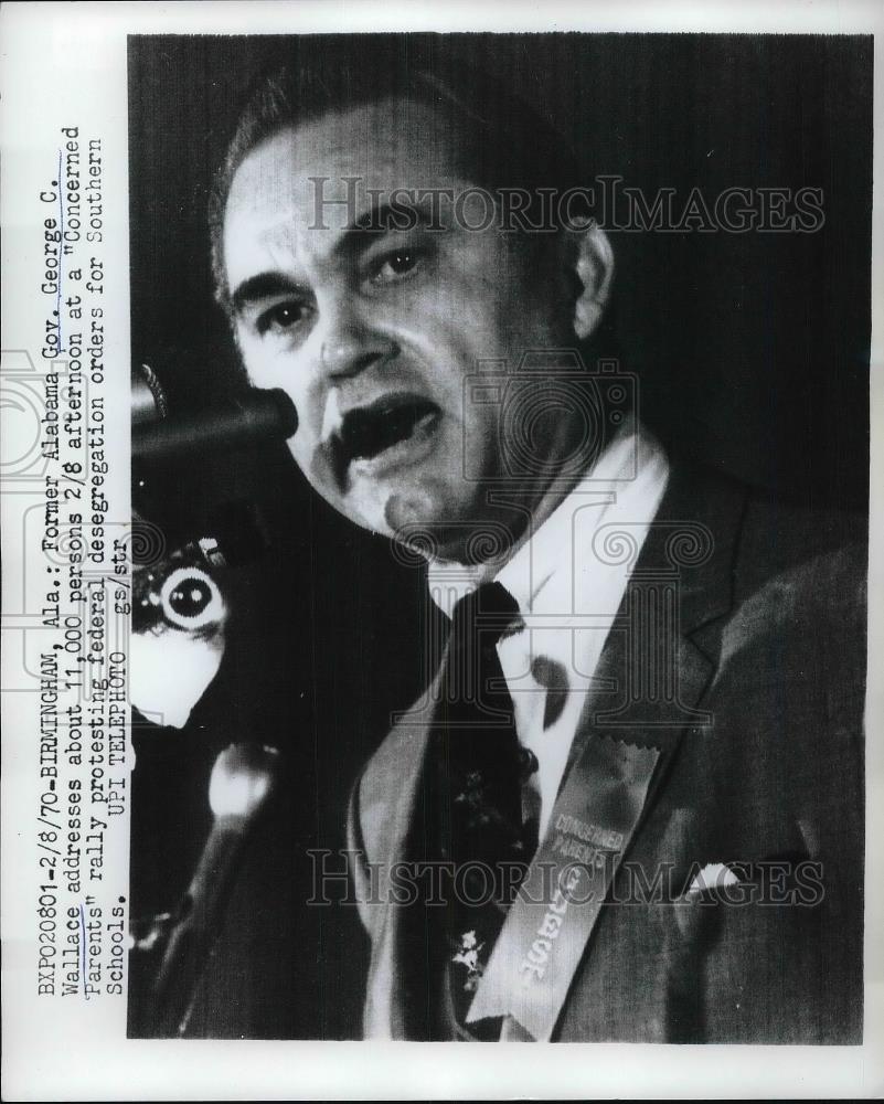 1970 Press Photo Alabama Governor George Wallace Segregation Speech - Historic Images