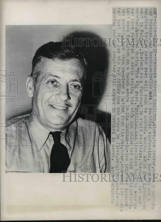 1948 Press Photo Harold Hamilton Bus Driver - Historic Images