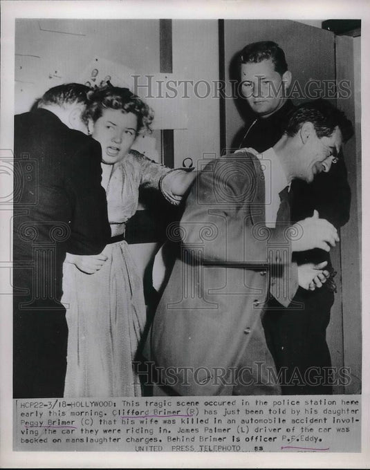 1953 Press Photo Clifford Brimer Gets News Wife & Child Killed in Car Accident - Historic Images
