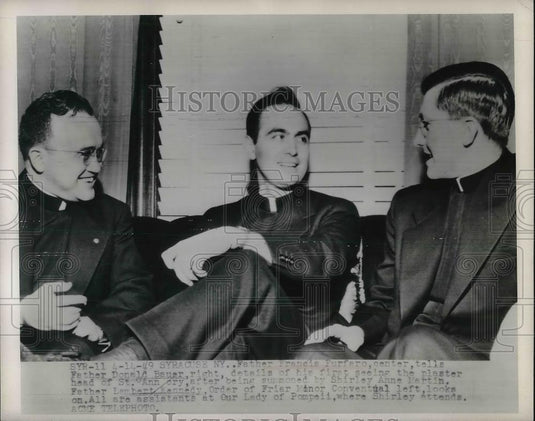 1949 Press Photo Father Francis Furfaro With Father Donald Bauer Lambert Kennedy - Historic Images