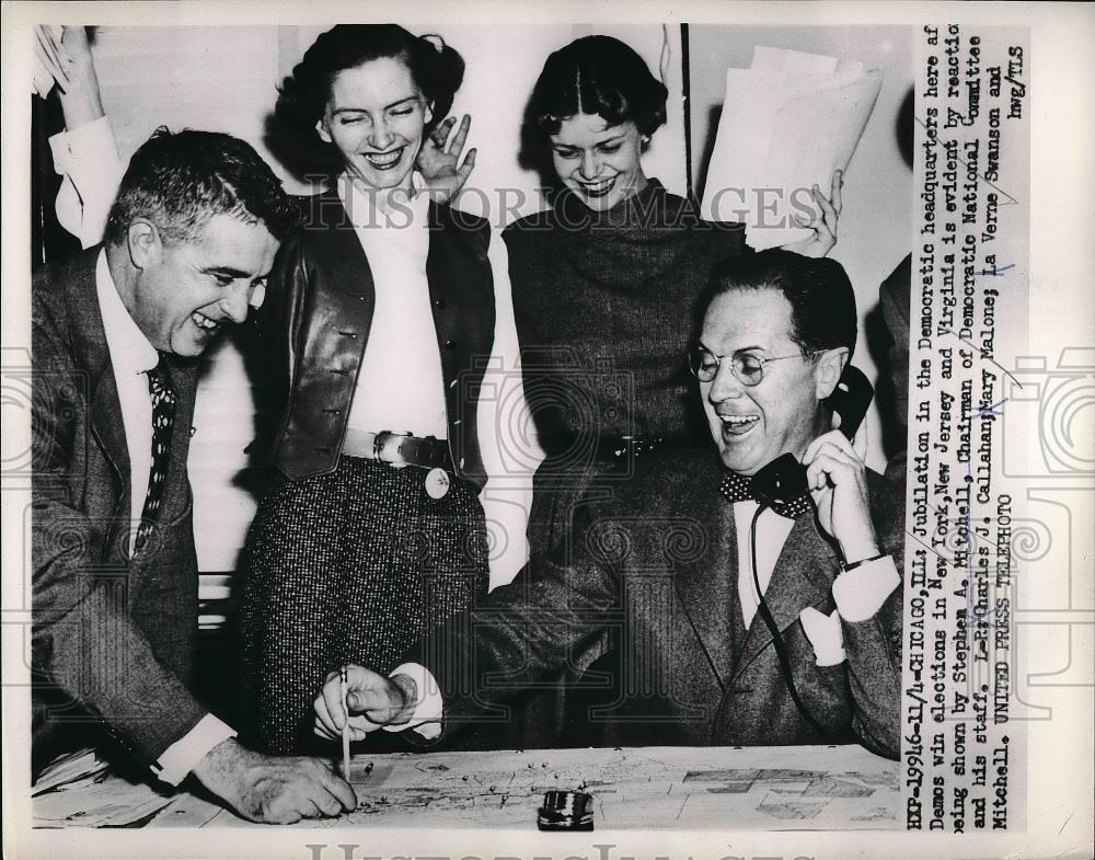 1953 Press Photo Stephen Mitchell, Charles Callahan, Mary Malone, La V. Swanson - Historic Images