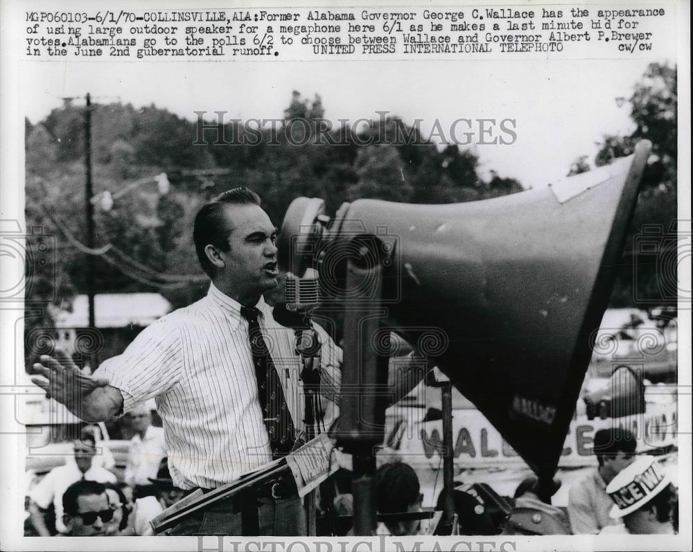 1970 Press Photo former Alabama Gov. George Wallace campaigning for votes - Historic Images