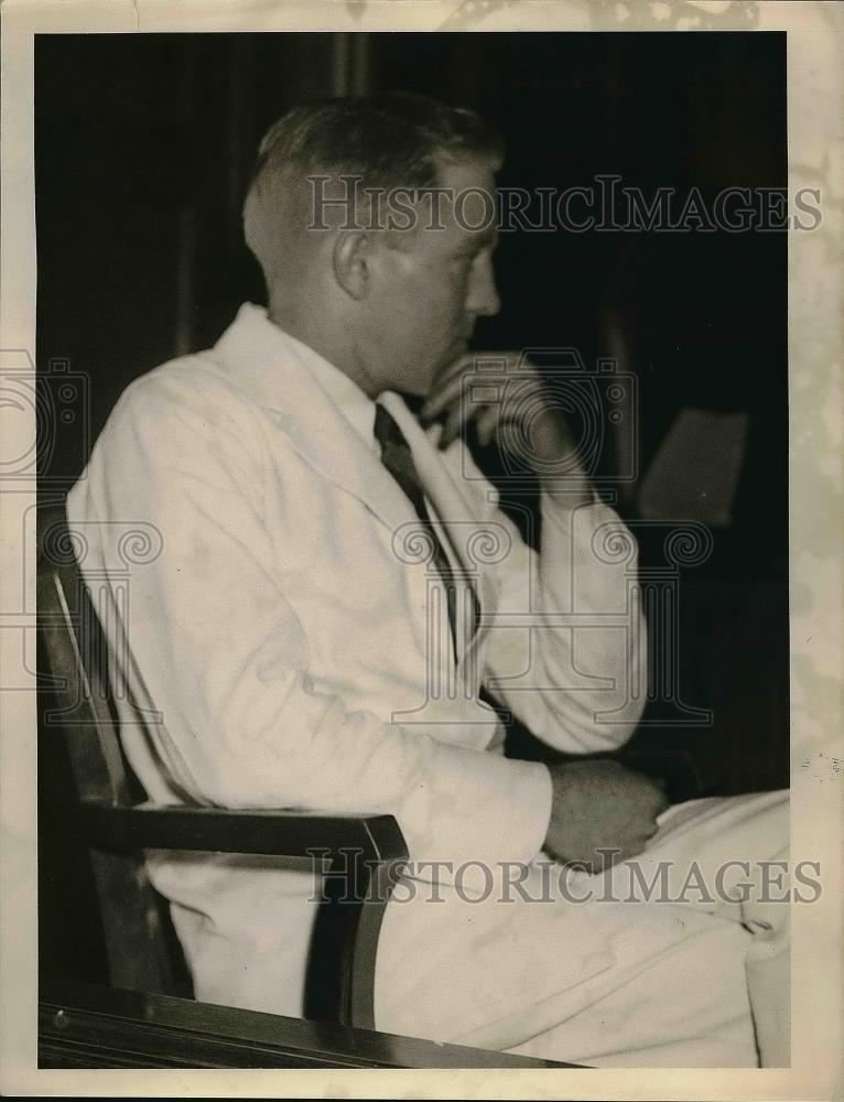 1934 Press Photo Doctor Edward P Judd Listens To Speech - neb20031 - Historic Images