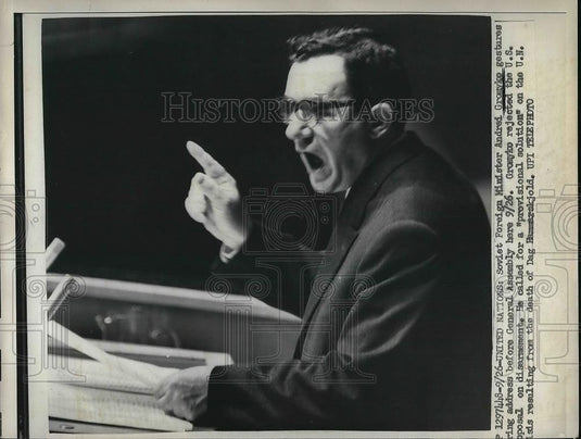 1961 Press Photo Soviet Foreign Minister Andrei Gromyko - Historic Images