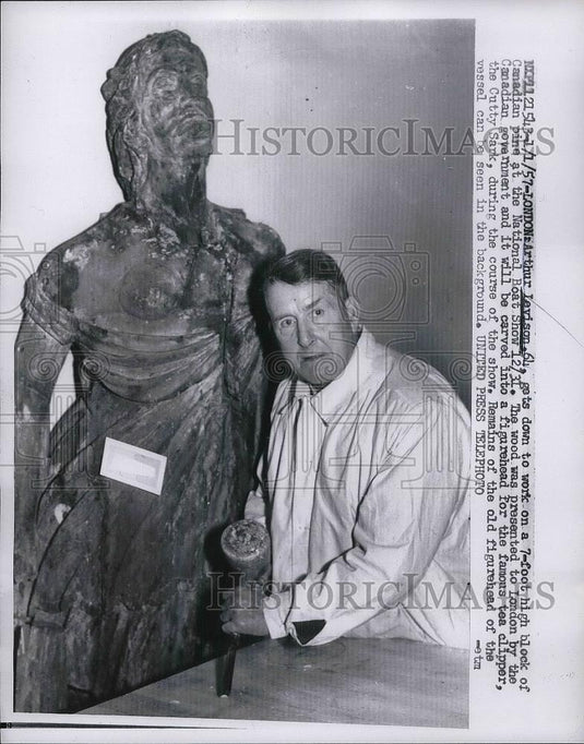 1957 Press Photo Arthur Levison, 64, at the National Boat Show, London - Historic Images