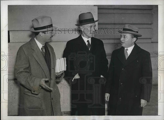 1935 Press Photo Harry Jones, Angus MacLean & Alexander Holtzoff,Atty gen office - Historic Images