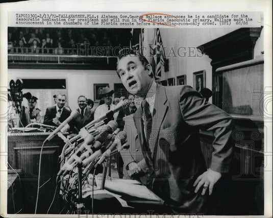 1972 Press Photo Alabama Governor George Wallace Seeks Presidential Candidacy - Historic Images