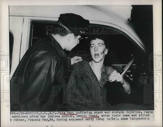 1949 Press Photo Rita Fey Recovers After Jealous Suitor Dewitt Combs Attacks - Historic Images