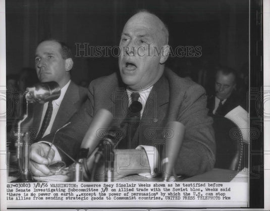 1956 Press Photo Commerce Sec. Sinclair Weeks - neb20576 - Historic Images