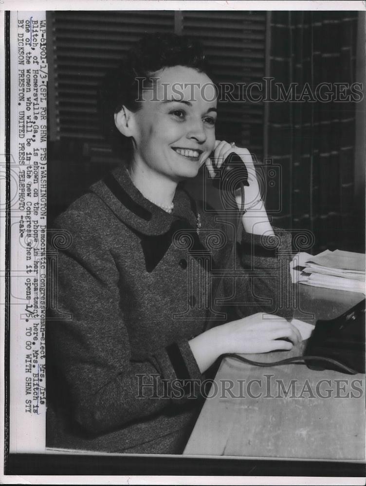 1955 Press Photo Democratic Congresswoman Elect Mrs. Iris Blitch - Historic Images