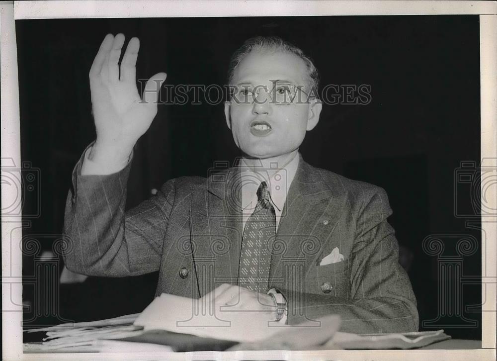 1938 Press Photo James Mitchell of Detroit testifies Communists threatened life - Historic Images