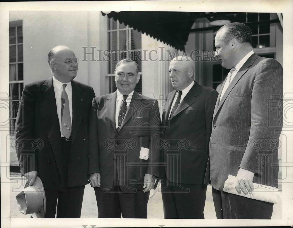 1955 Press Photo Rep. Sam Rayburn, Rep Joseph Martin, Sen William Knowland - Historic Images