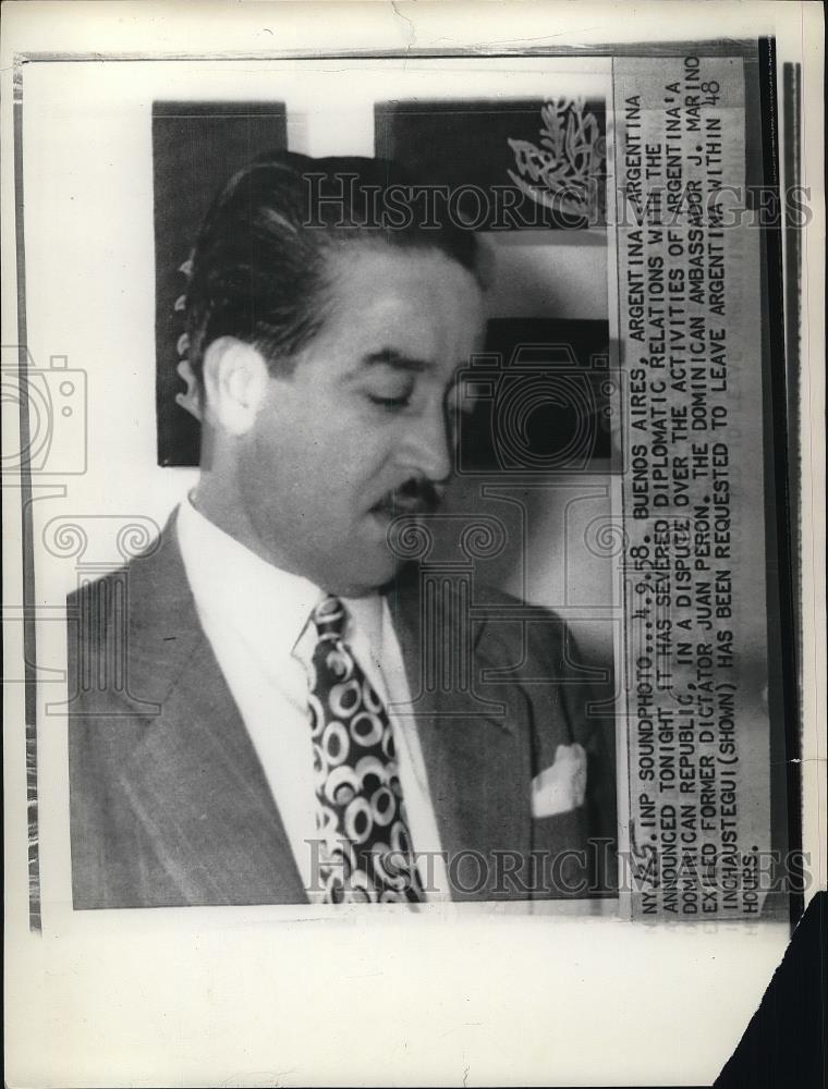 1958 Press Photo Ambassador Dominican J. Marino Inchastegui - Historic Images