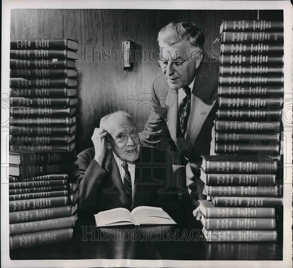 1953 Press Photo John A. Aitkins, Oldest Trade Employee at 82, Sylvester Meyers - Historic Images