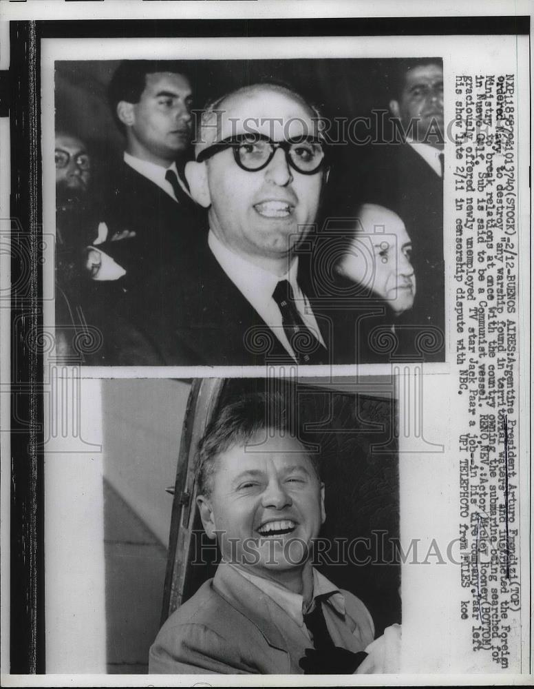 1960 Press Photo President Arturo Frendizi, Mickey Rooney - Historic Images