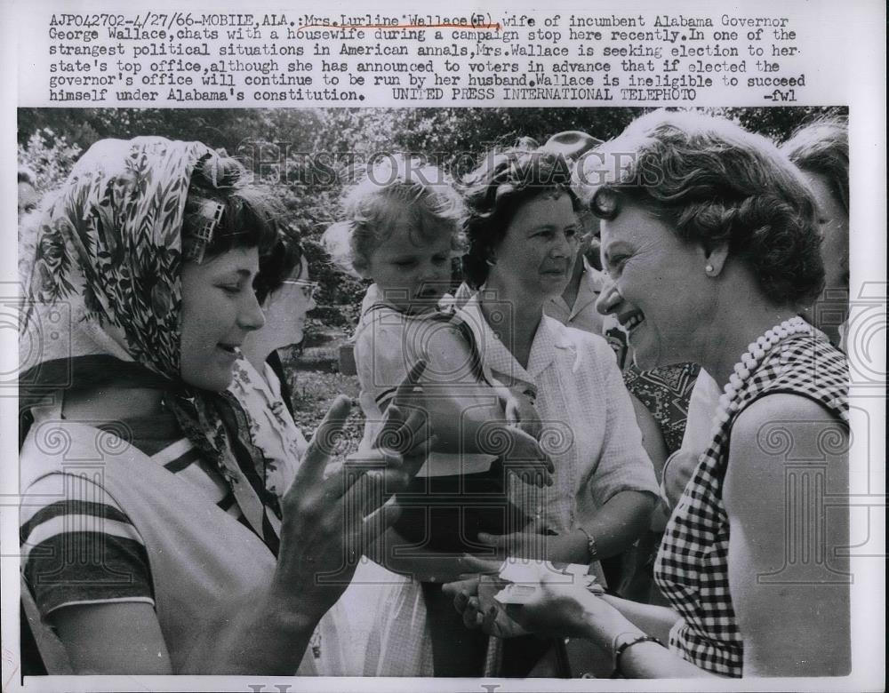 1966 Press Photo Mrs Lurline Wallace Wife of Alabama Governor George C Wallace - Historic Images