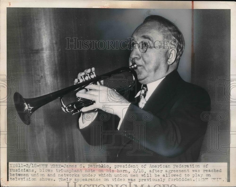 1948 Press Photo James Petrillo, Pres. American Federation of Musicians - Historic Images