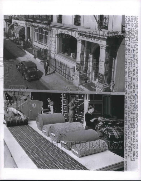 1962 Press Photo London Savile Row Fashion Capitol England Woolens - Historic Images