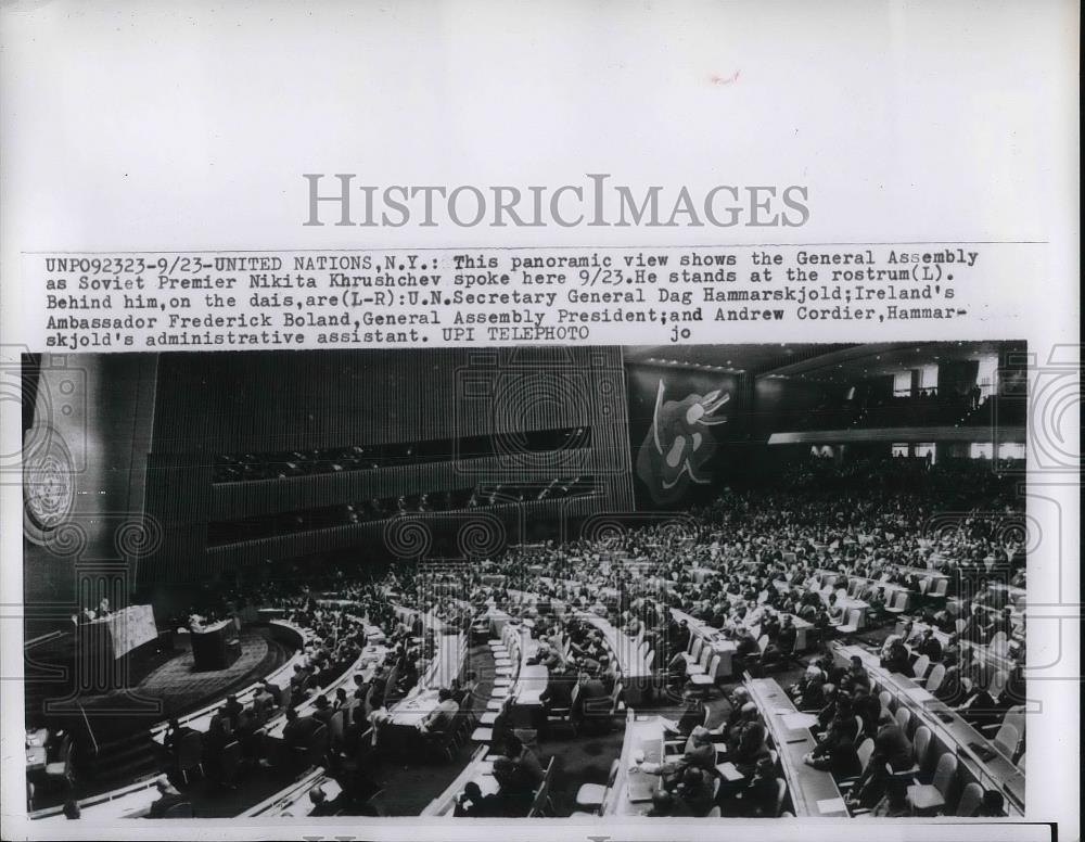 1960 Press Photo General Assembly as Soviet Premier Nikita Khrushchev Spoke - Historic Images