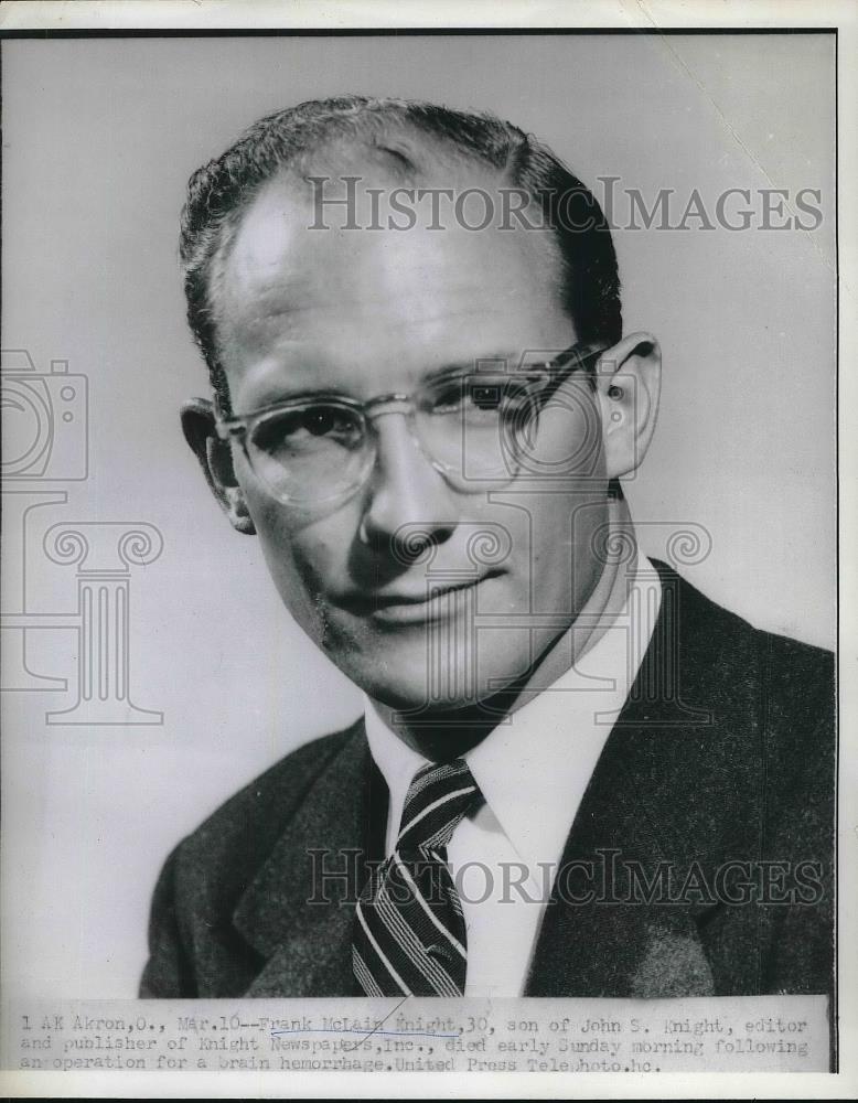 1958 Press Photo Frank McLain Knight publisher - Historic Images