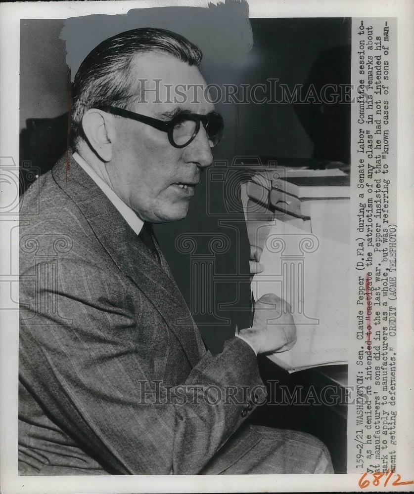 1945 Press Photo Sen. Claude Pepper Senate Labor Comittee - Historic Images