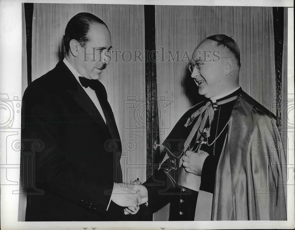 1942 Press Photo Archbishop Francis Spellman &amp; Pres. Carlos A Del Rio, Ecuador - Historic Images