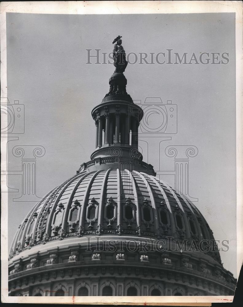 1948 Press Photo statue of Freedom atop Capitol Dome in Washington DC - Historic Images